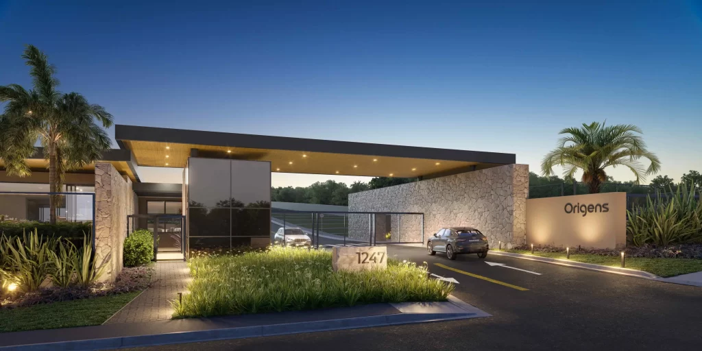 Entrada do Origens, um empreendimento Elio Winter